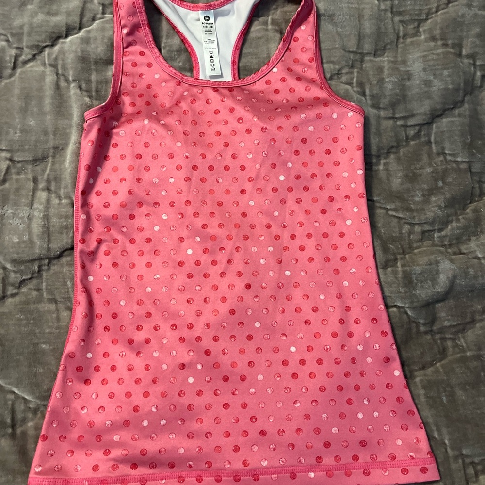 90 degrees girls running tank pink with polka dots
